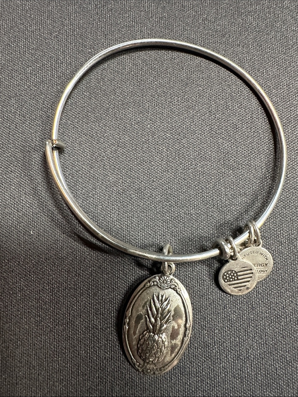 Alex and Ani Silver Pineapple Charm Expandable Bracelet